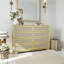 Commode double 8 tiroirs, commode en rotin naturel pour chambre à coucher, commode en bois Boho avec poignées dorées, table d'appoint pour garde-robe