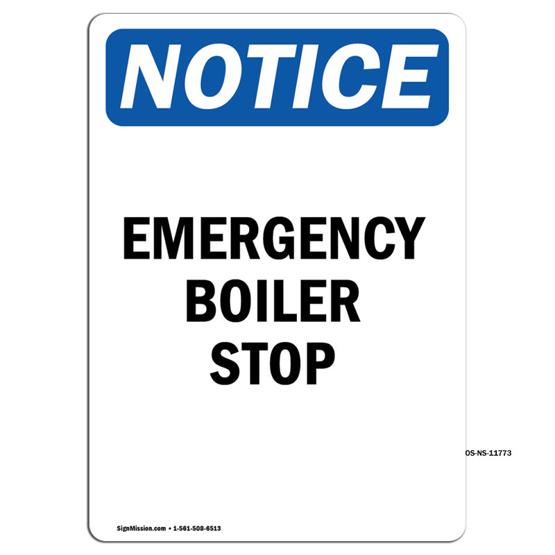 Emergency Boiler Stop Sign