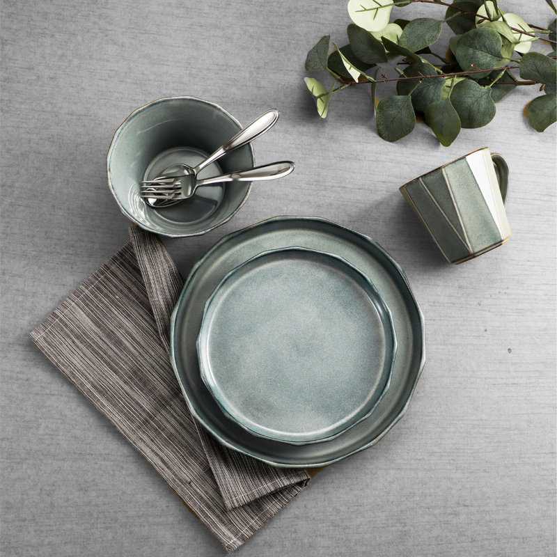 TABLE 12 16-Piece Dinnerware Set, Stonewashed Dinnerware Set for 4