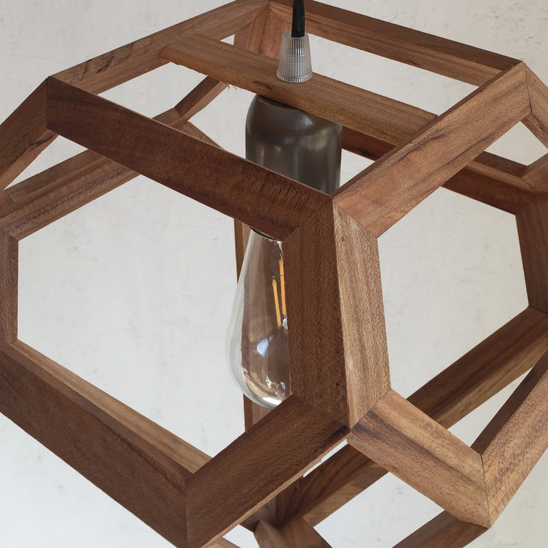 Chewning 1 - Light Oil Geometric Pendant, Oak