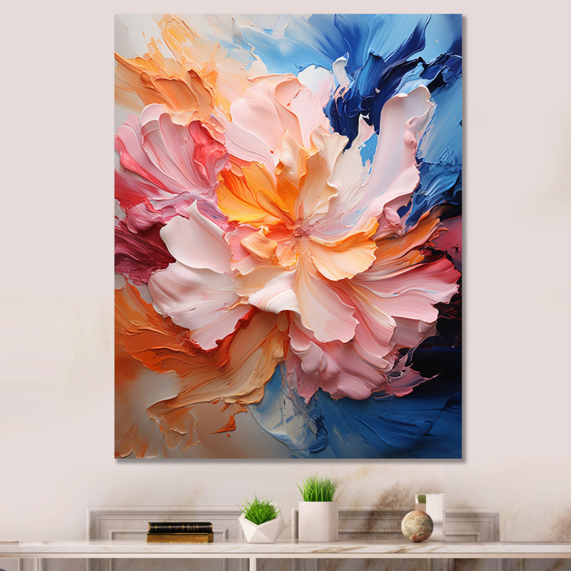 Fusion de rose et de bleu III - impression, Toile tendue, H 32 po x l 16 po x P 1 po