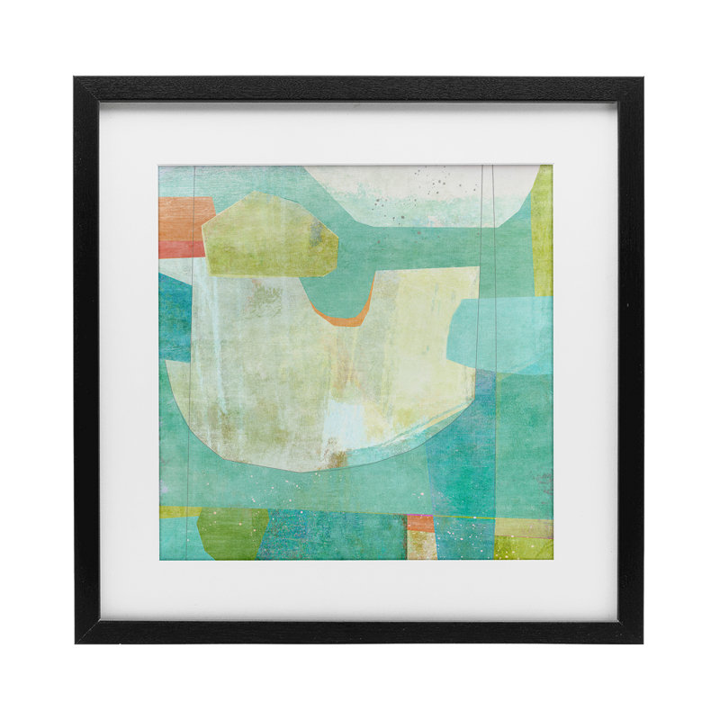 «Aqua Pool Abstraction», reproduction sous verre encadrée, conception de Suzanne Nicoll, H 16 po x l 16 po, Cadre noir minuit