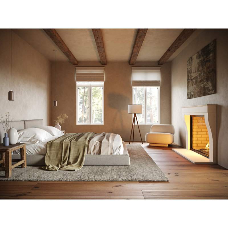 Petite French Cast Stone Fireplace Surround with Standard Hearth, Natural, 7.75" x 62" x 47"