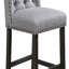 Elvixa  Barre arrière en bois noir antique / gris clair Fauteuil à oreilles en lin (ensemble de 2)