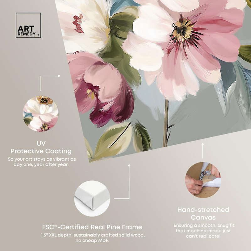 «Botanical Daydream I», art floral de luxe par Art Remedy, H 15 po x l 10 po, Toile tendue