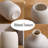 Set Of 3 White Ceramic Ribbed Vases