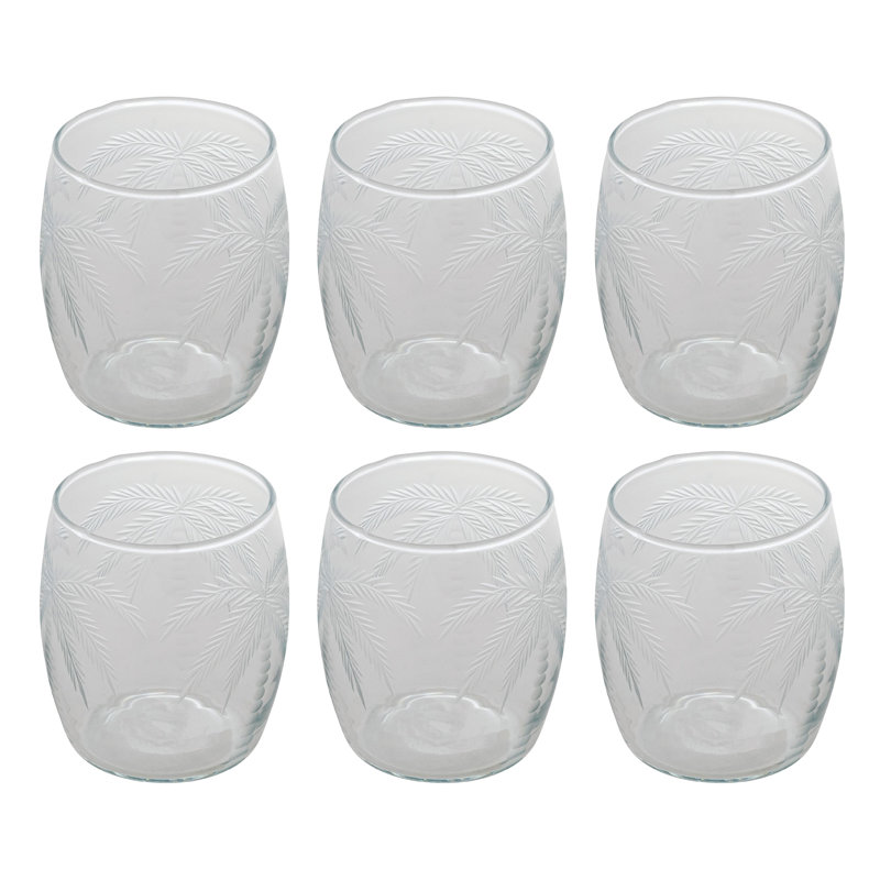 Verres à boire en verre gravé à l'eau-forte avec motif de palmier