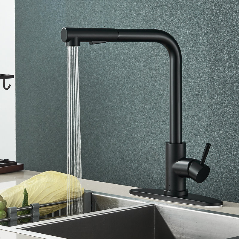 Kitchen Faucet, Kitchen Sink Faucets with Pull Down Sprayer, Commercial Pull Out Kitchen Faucet for Sink 1 or 3 Hole, Single Handle Stainless Steel Sink Faucet for Bar RV Laundry Outdoor