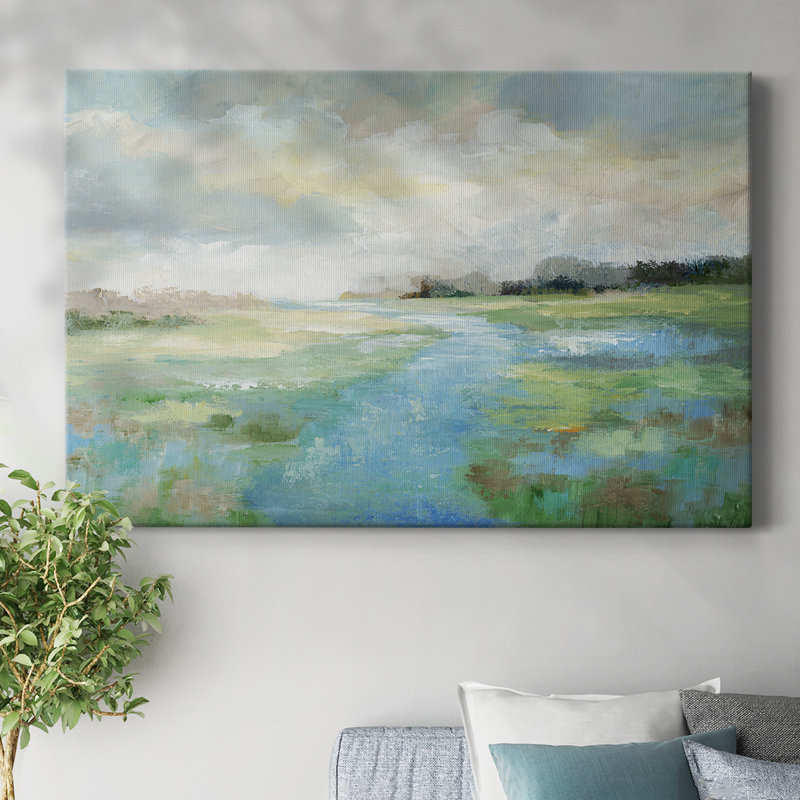 Toile tendue avec galerie Winding Stream, H 32 po x l 48 po