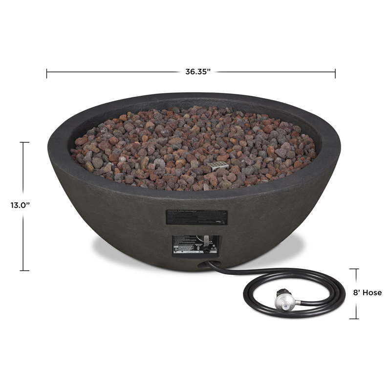 Riverside Round Gray Concrete Gas Fire Pit Table