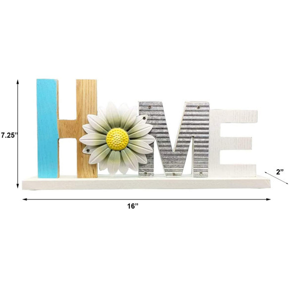 Black Wood Home Letter Cut-Out Standing Tabletop Sign Block Letters Decor
