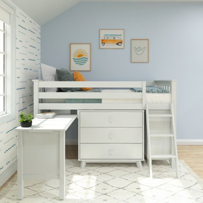 Dylanne Kids Twin Low Loft Bed with Desk and Dressers