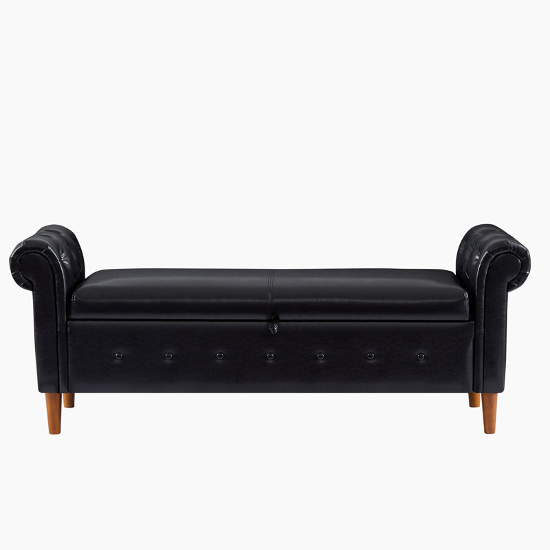 Kilner Upholstered Storage Bench, Black