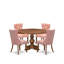 Ensemble de table de salle à manger moderne 5 pièces contenant une table en bois et 4 chaises rembourrées en tissu de polyester rouge beige avec dossier capitonné, noyer antique-172507466-172507467-178889888