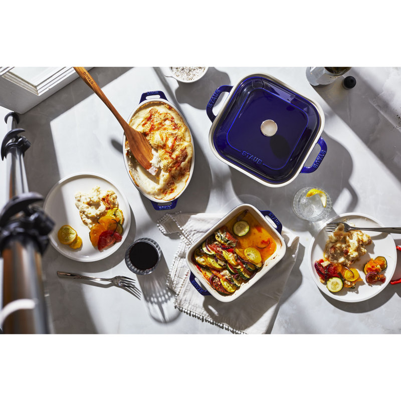 Staub Ceramics 4-piece Baking Dish Set, Dark Blue