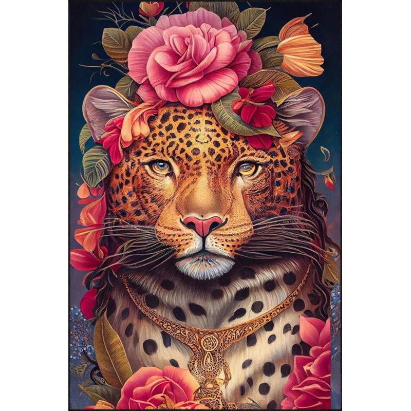 Floral Insect Tiger Patterned Washable Carpet, Rectangle 2'4" x 4'