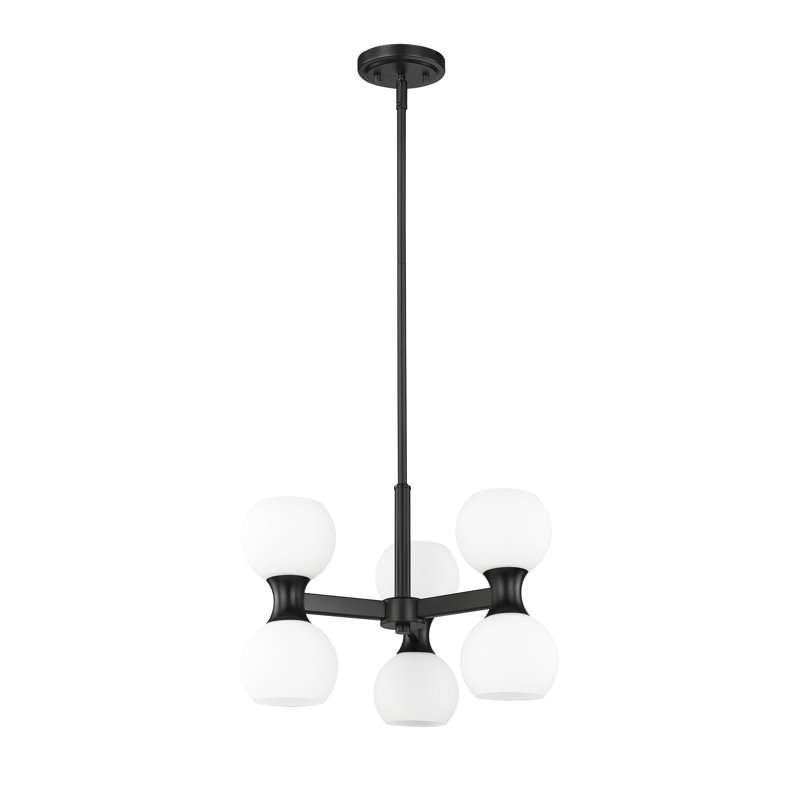6 - Light Dimmable Sputnik Modern Linear Chandelier, Matte Black