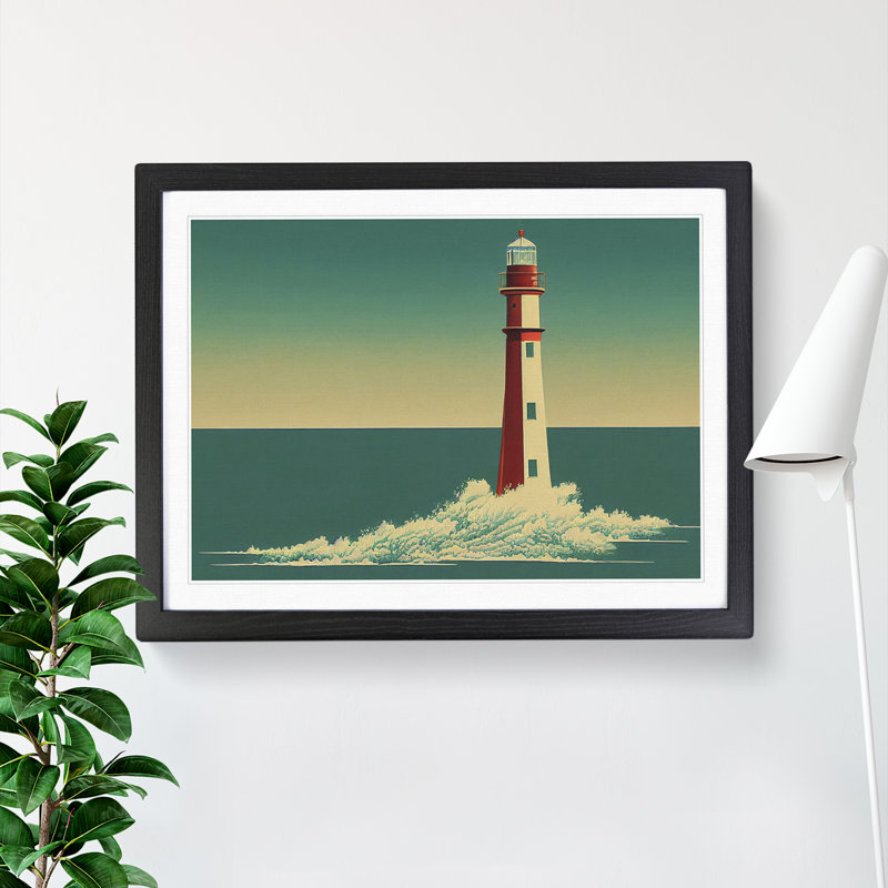 Art Deco Lighthouse Vol.2 - Single Picture Frame Print, Black Framed, 46cm H x 64cm W x 2cm D