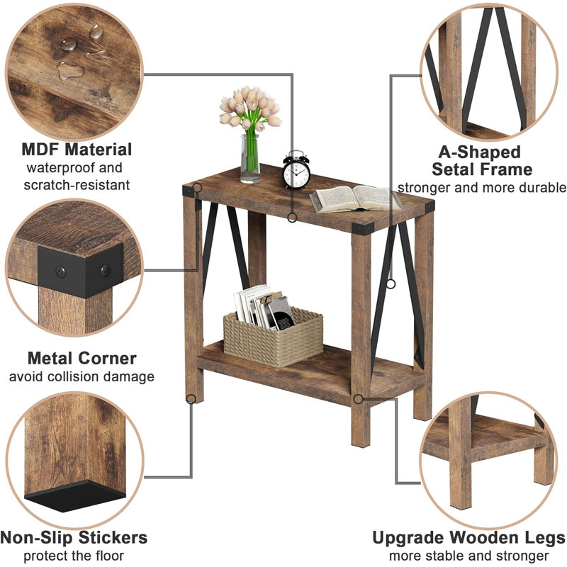 Rustic Brown 2-Pack Wood and Metal Farmhouse End Tables
