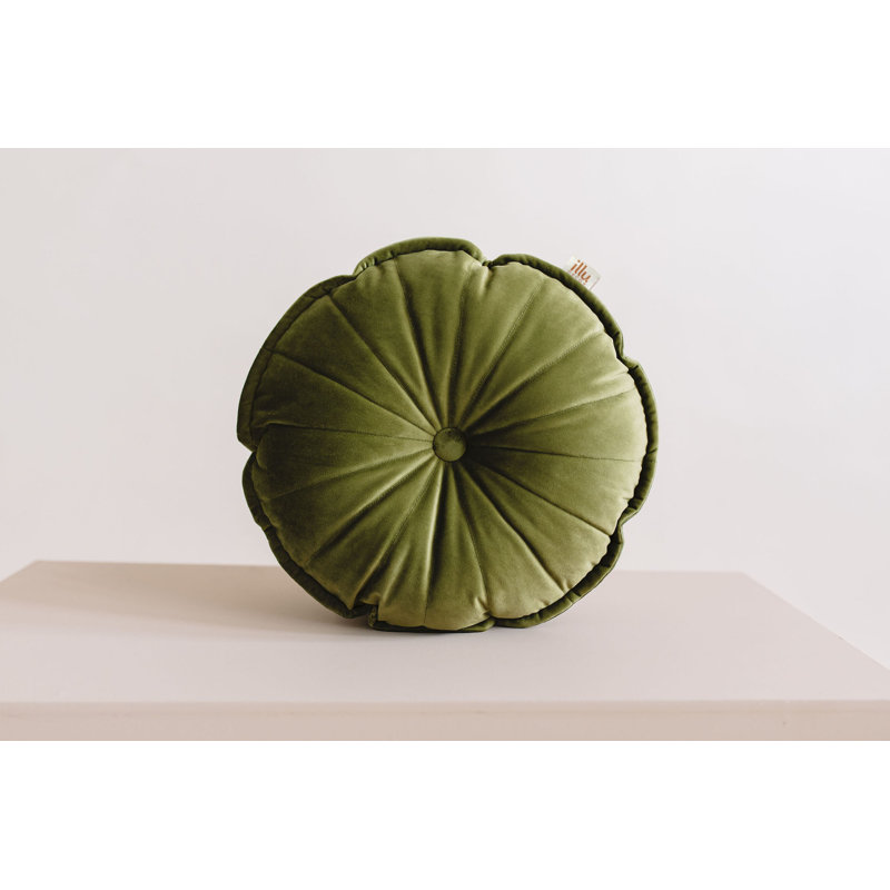 Velvet Dreamscape Circular Floor Cushion, Olive Green/Warm Green