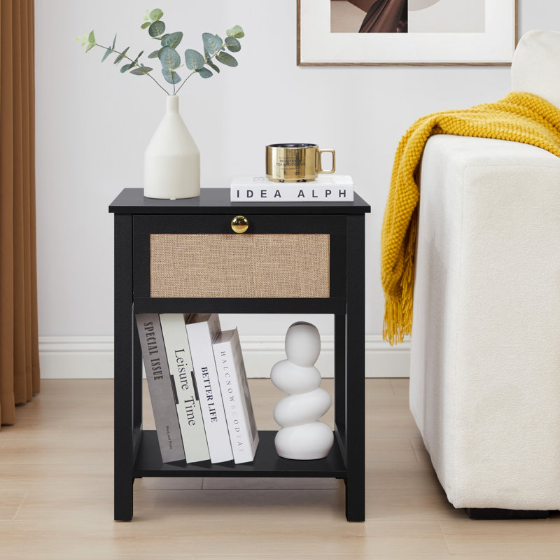 1 - Drawer End Table, Black