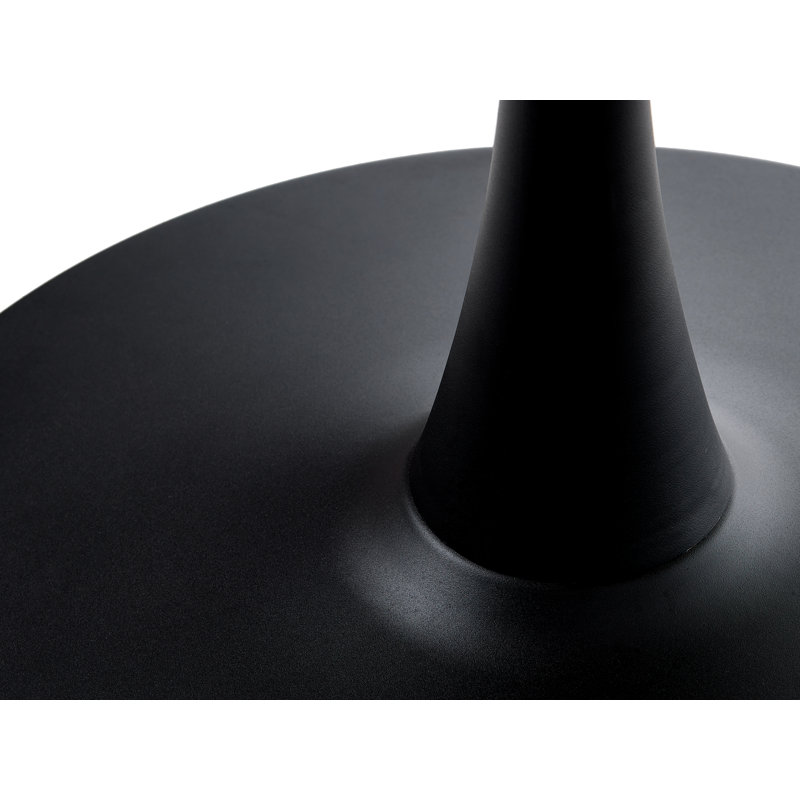 Oak ROUND Dining Table, OAK MELAMINE, MPG BLACK TRUMPET BASE