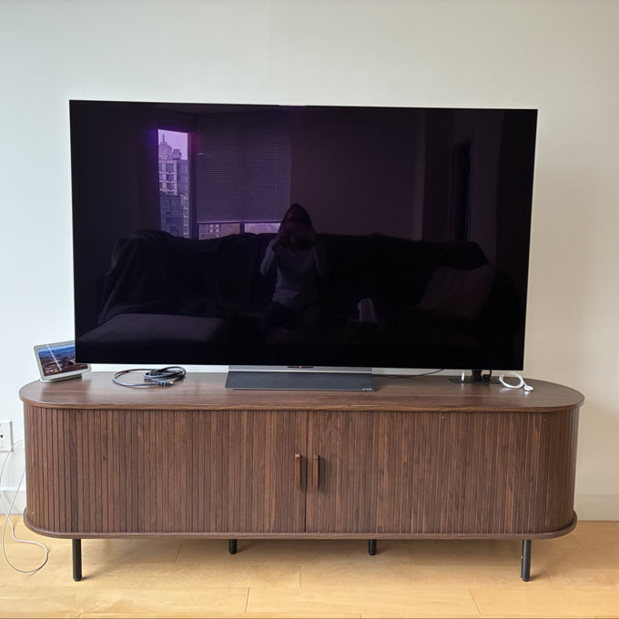 TV Stand - Walnut, 15.7" H x 86.6" W x 21.7" D