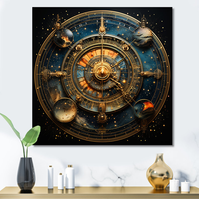 Voyage astrologique II - Astrologie, art mural, Toile tendue, H 36 po x l 36 po x P 1,5 po