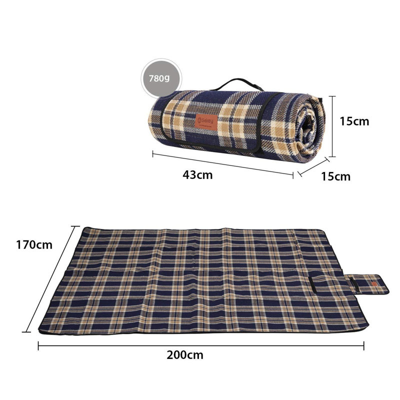 Picnic Blanket, Yellow/Navy/Grey