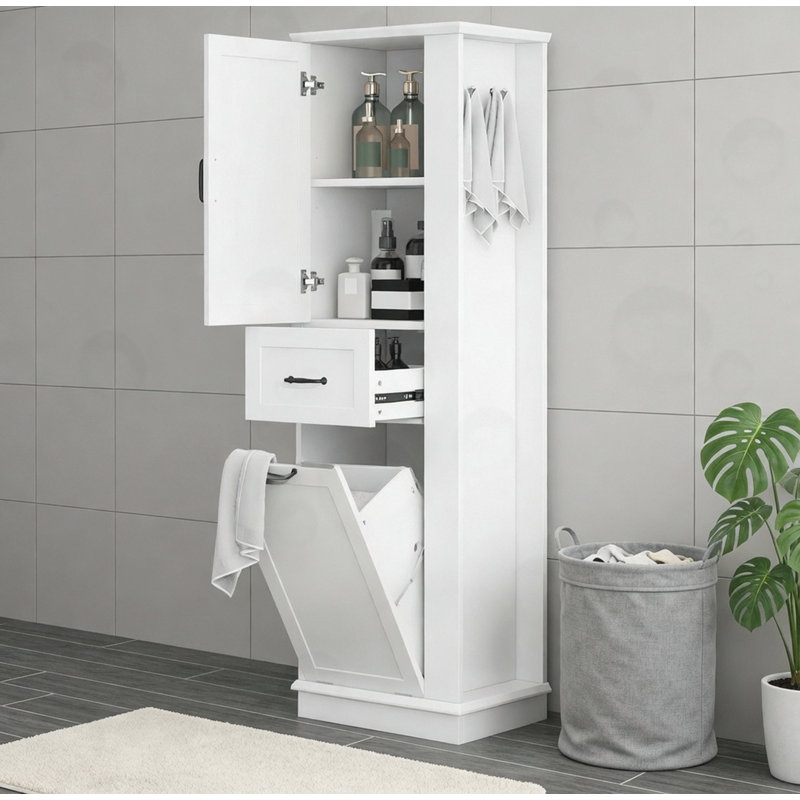 Tall Storage Cabinet with Adjustable Shelves, White