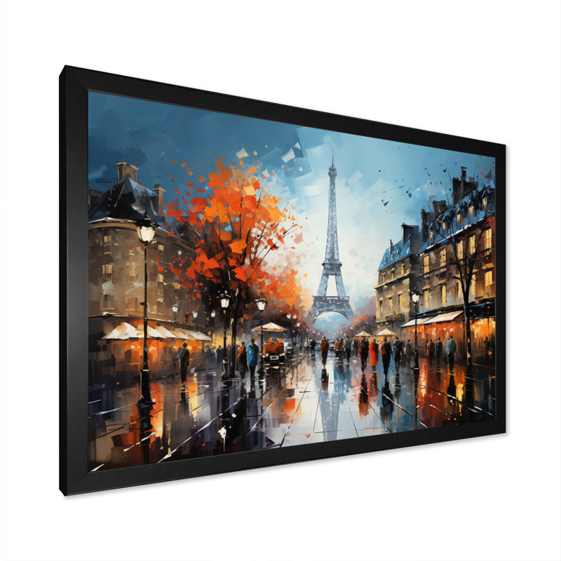 Marguerites City Paris Popart Eiffel - impression, H 24 po x l 32 po x P 1 po, Cadre photo noir