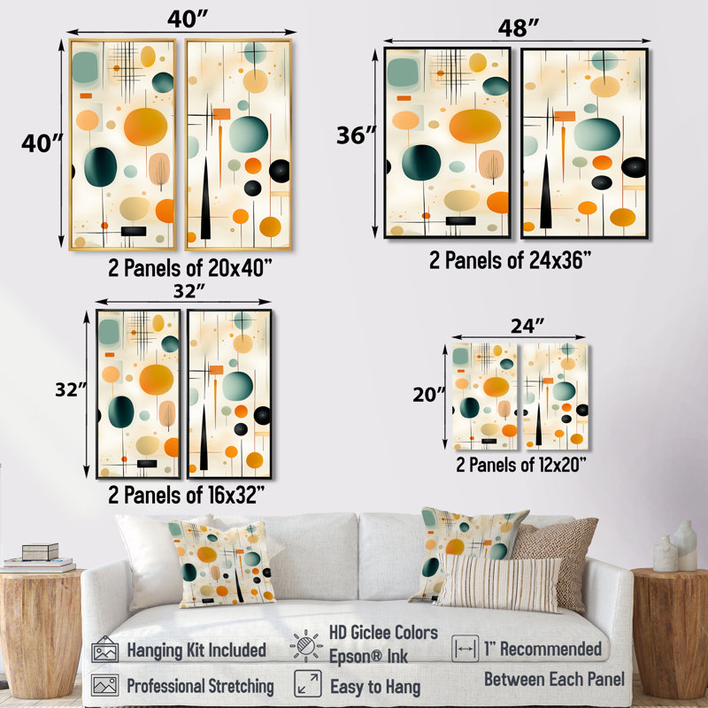 Mcm Abstract Expressions - Art mural moderne sur toile Mid-Century, 20" H x 24" W, Wrapped Canvas, Does Not Apply