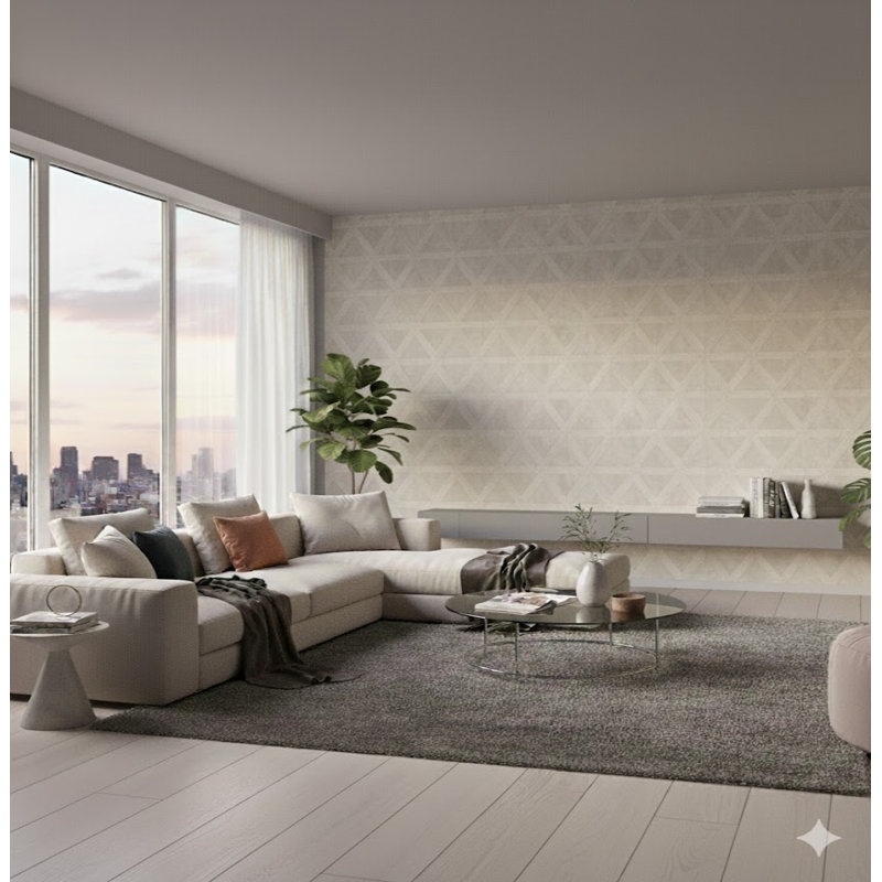 Utopia Collection Tri Prism Effect Wallpaper Roll, Cream