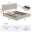 Cadre de lit Queen, cadre de lit rembourré en lin avec tête de lit réglable en hauteur, capitonnage à boutons en losange, cadre de lit plateforme Queen silencieux avec 4 tiroirs, aucun sommier requis