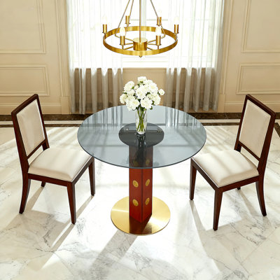 33.5'' Sintered Stone Solid Wood Round Dining Table