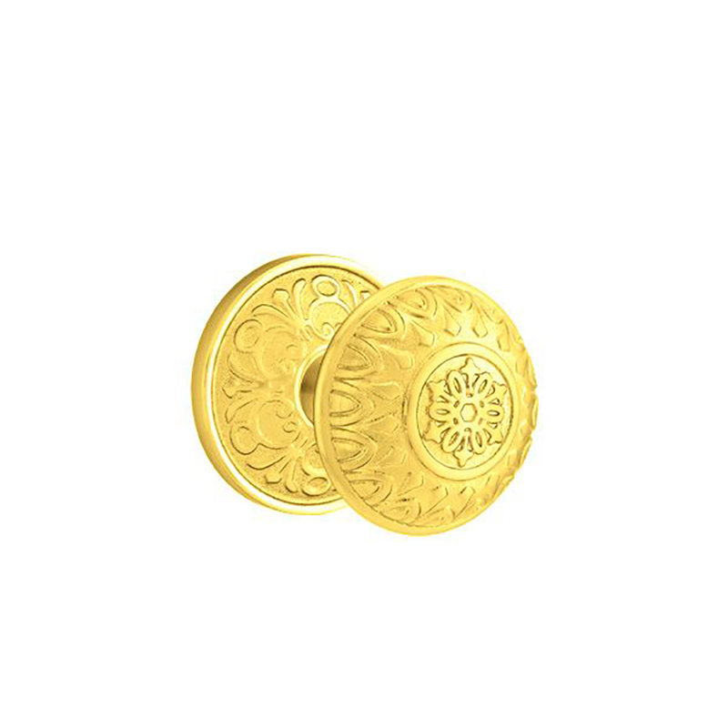 Privacy Lancaster Knob with Lancaster Rose, Polished Brass Lifetime