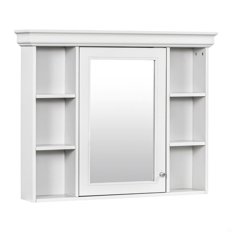 Wall Mounted Bathroom Storage Cabinet With Mirror Door, Modern Bathroom Wall Cabinet With Mirror, Medicine Cabinet With 6 Open Shelves