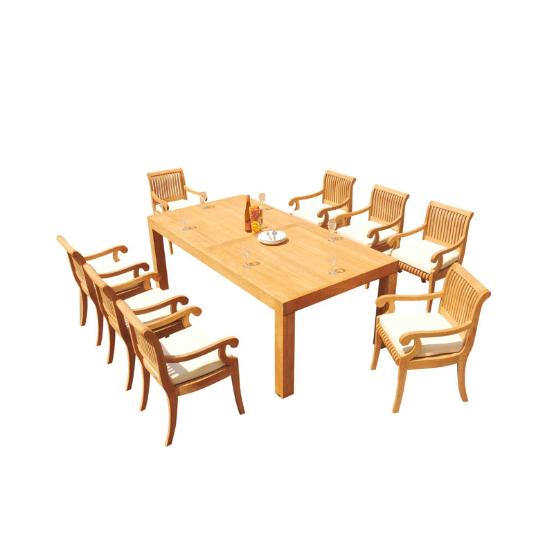 Maspeth 6 - Person Teak Wood Patio Dining Set with Rectangular Table, 8