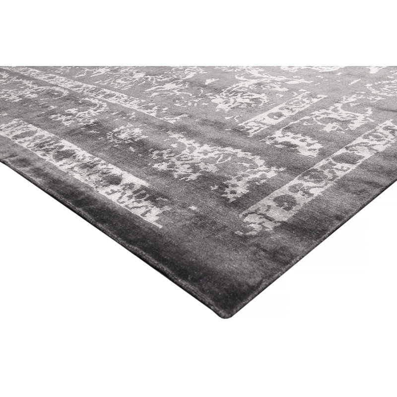 Tapis oriental gris / blanc noué à la main, Rectangle 9 pi x 11 pi 8 po
