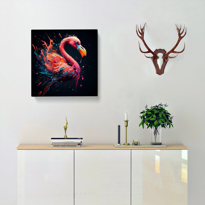 Flamingo Expressionism - Wrapped Canvas, 35cm H x 35cm W x 3cm D