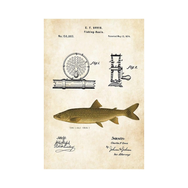 " Lake Trout Fishing Lure " by Patent77, 26" H x 18" W x 1.5" D