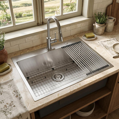 30”W x 22”D R10 304 Stainless Steel Drop in Single Bowl Kitchen Sink