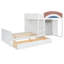 Lit superposé double pleine grandeur 136,8 x 57,6 x 63 pouces en bois d'ingénierie avec lit garde-robe simple blanc avec garde-corps rembourré et tringle de suspension intégrée