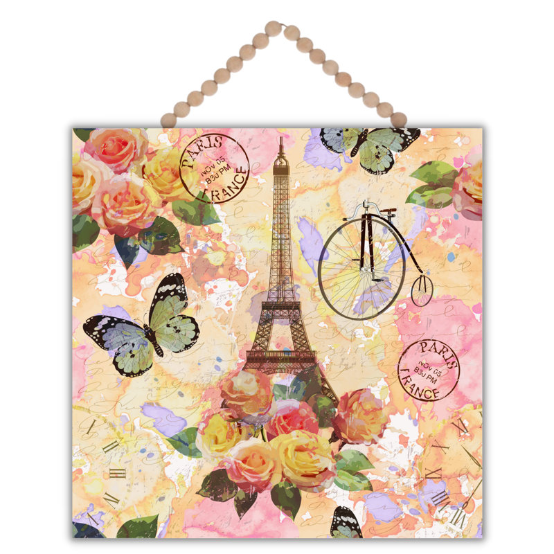 Paris Door Hanger Vintage Style Aluminum Door Hanger UV Protected Wood Bead Hanger Handmade