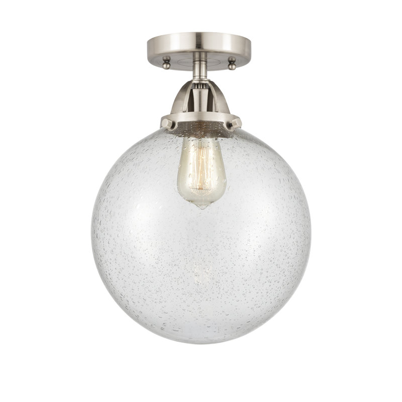 Plafonnier semi-encastré en verre DEL d'Alphonsa, Non, Nickel satiné brossé, DEL