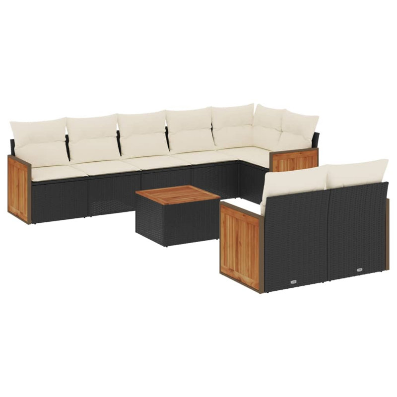 Ensemble de canapé de jardin Vidaxl noir, blanc crème