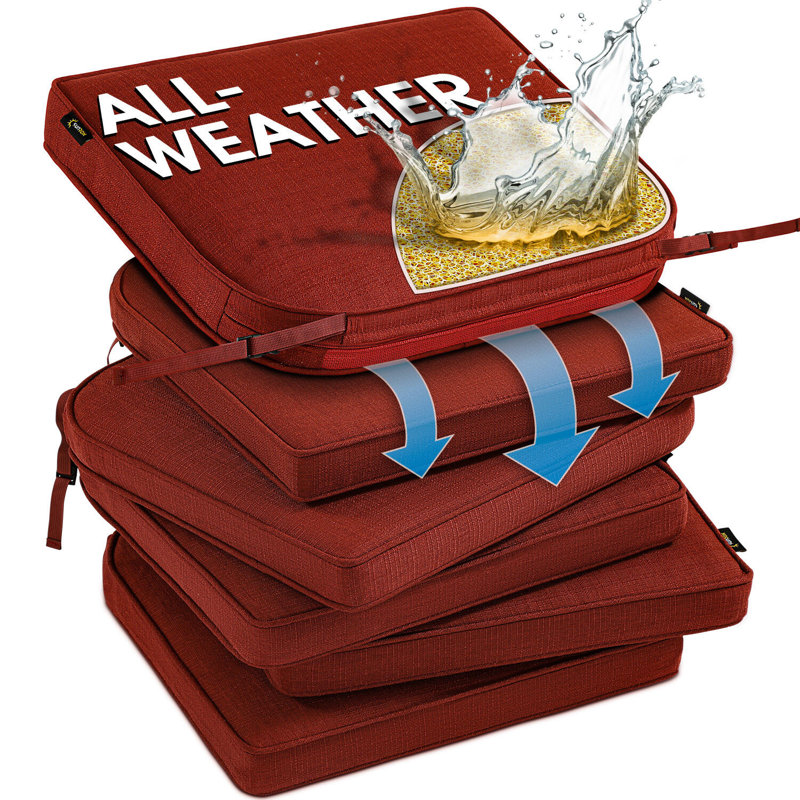 SUNROX All-Weather Outdoor Chair Cushion, Burgundy, 18.5" H x 16" W