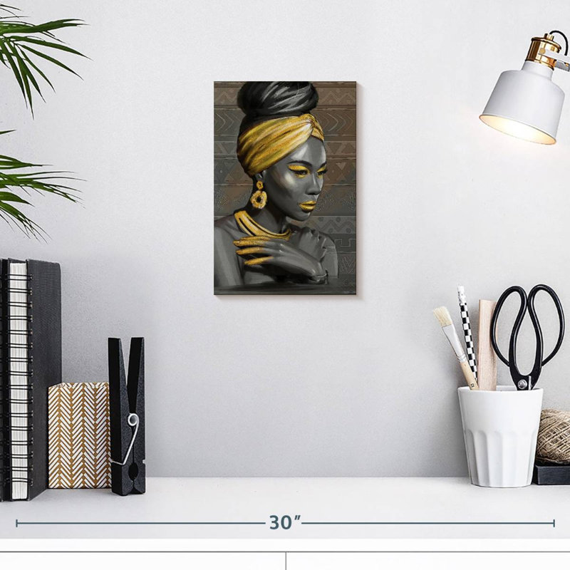 Leisha, beauté tribale dorée, H 12 po x l 8 po