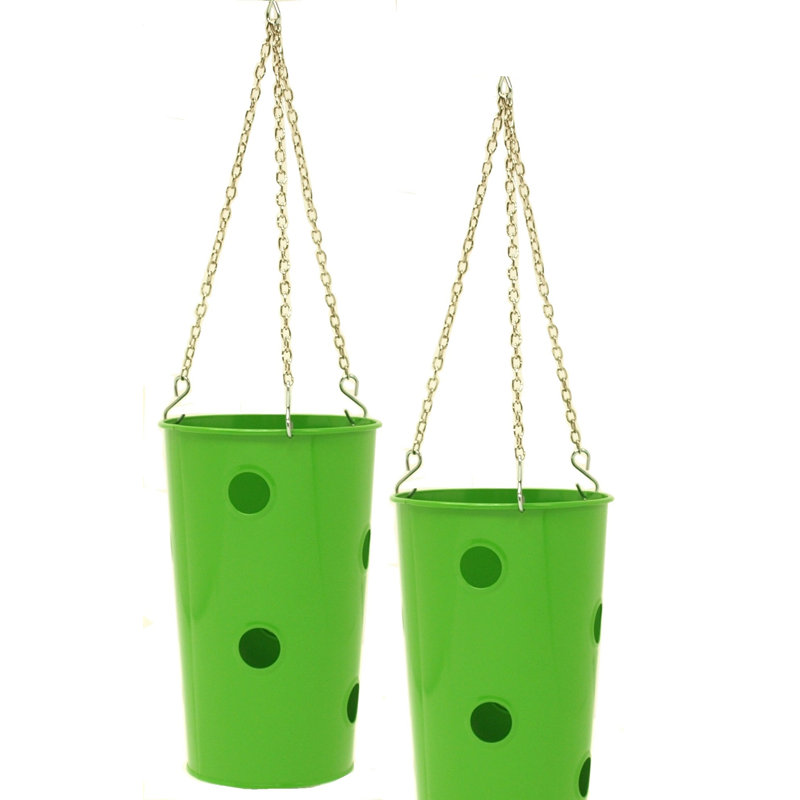 Pot de fleurs suspendu en acier galvanisé Licola, Vert pomme, H 12 po x l 7 po x P 7 po