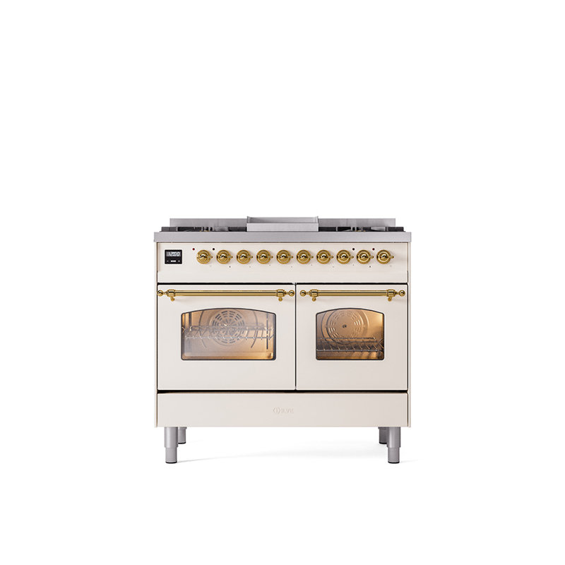 ILVE Nostalgie II 40 in Dual Fuel Range, Natural Gas, Glossy Black/Copper